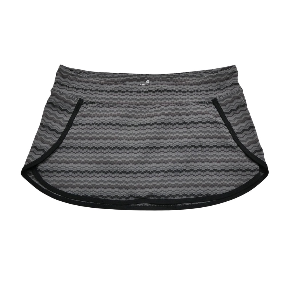 Athleta Skort Womens Medium Gray Black Chevron Running Athletic Lined Activewear